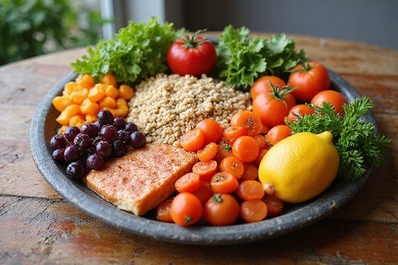 Healthy fresh food on a table, symbolizing personalized nutrition guidance