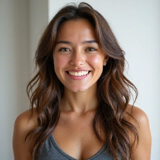 Client Sarah P. smiling after her transformation